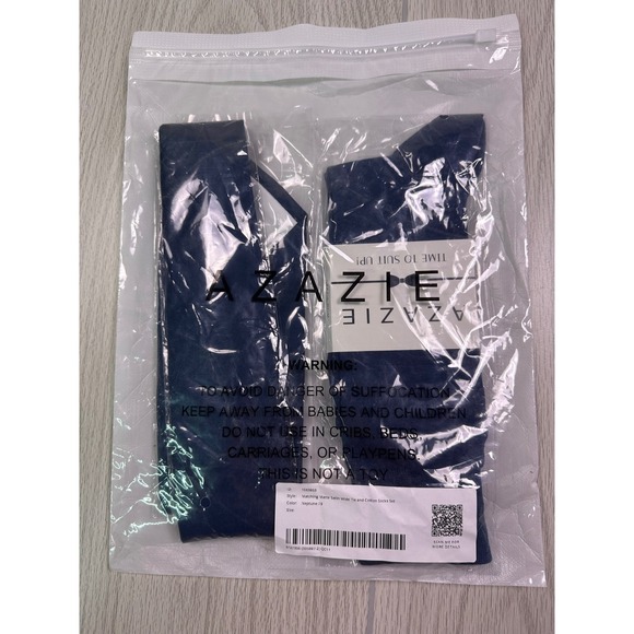 Azazie Mens Neptune Blue Matte Satin Wide Tie and Cotton Socks Set New - Picture 5 of 10